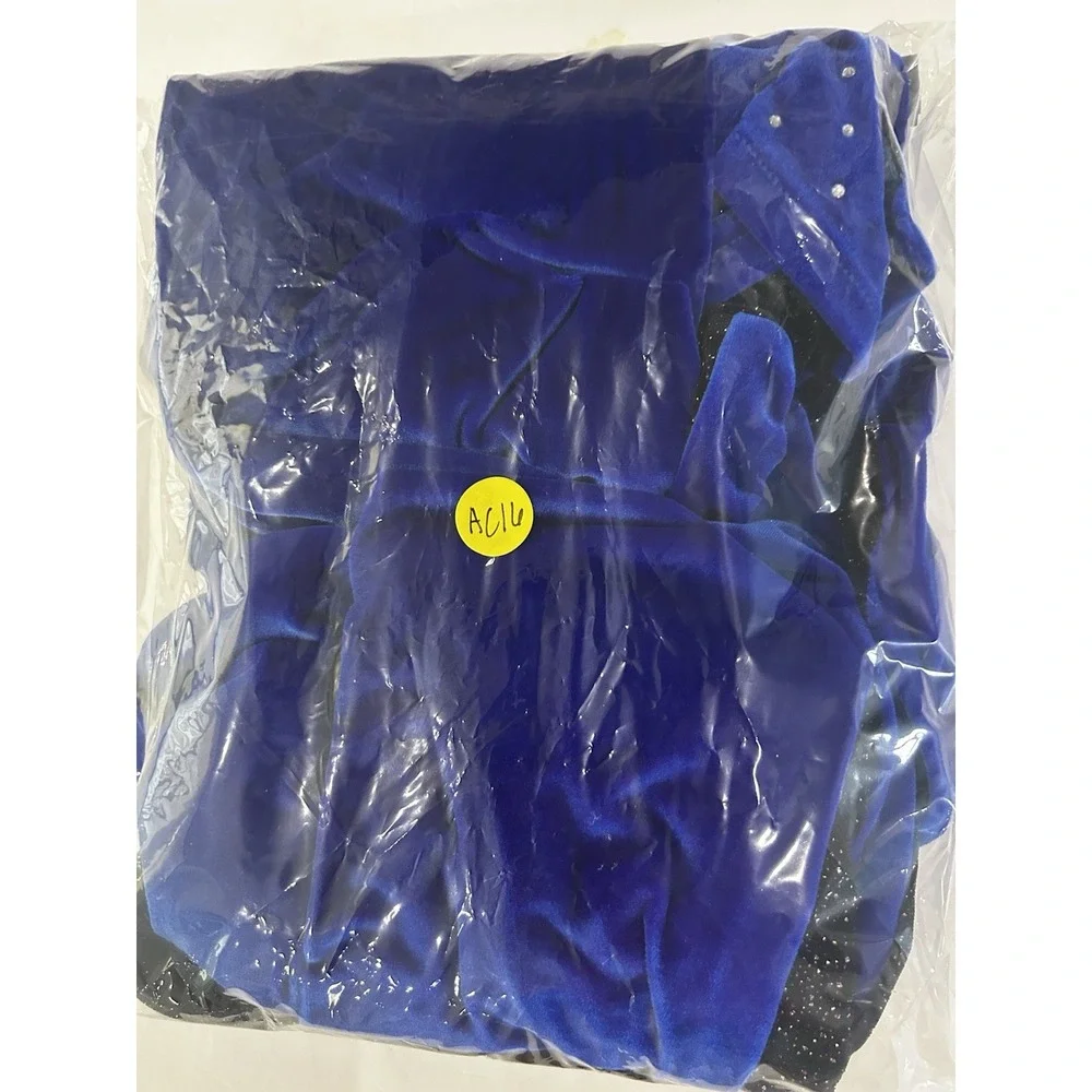 Weissman Showtime Die With A Smile 18232 Dance Costume Blue  Velvet Pantsuit MC